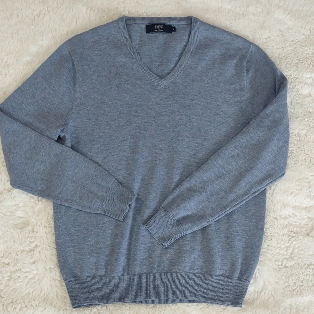 J.CREW 100%Cotton Men's Blue V-Neck Sweater